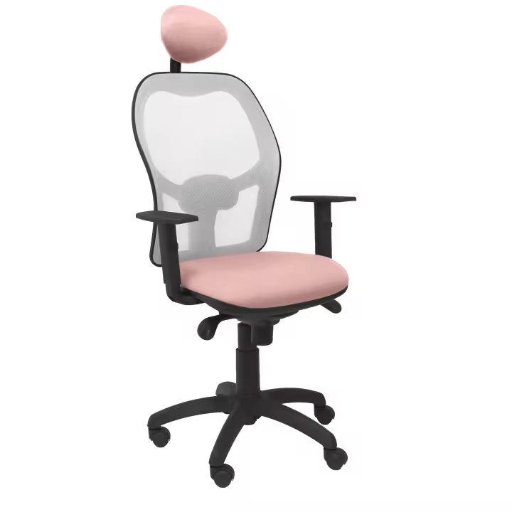 Silla de Oficina Ergonómica Piqueras Y Crespo con Cabecero Fijo y Tejido BALI Rosa Pálido - 1