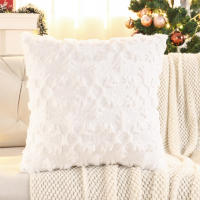 Funda De Cojín Navideña En Forma De Copo De Nieve De Algodón Poliéster Suave Para Decoración De Invierno Para Sala De Estar - details 3