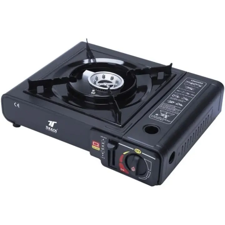 Cocina Hornillo Portátil Dual, Funciona con Cartucho de Gas o Botella de Gas Externa. THULOS TH-GS019 - 1
