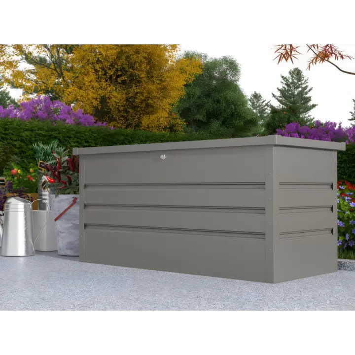 Vente-unique - Arcón de jardín de acero galvanizado gris TOMASO - volumen 400L - 1