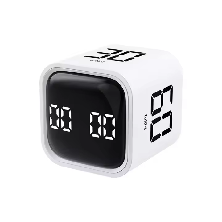  Temporizador Digital Mini De Cubo De Productividad Con Sensor De Gravedad Y Pantalla LED Doble Modo De Cuenta Atrás Para Cocina Estudio Tiempo Predeterminado De 4 Modos - 1