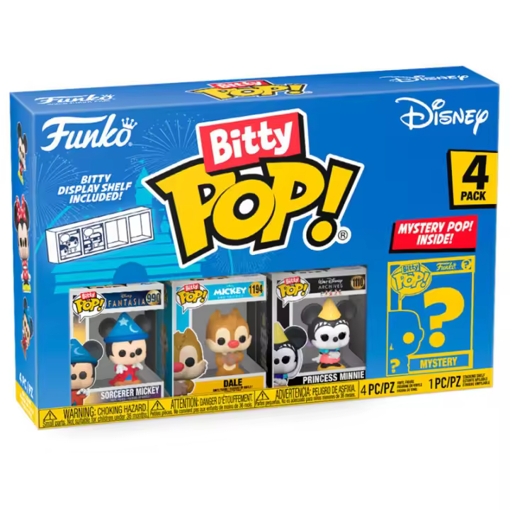 Blister 4 figuras Bitty POP Disney Sorcerer MickeyFigura  Coleccionable - Idea de Regalo- Mercancia Oficial - Juguetes para Niños y Adultos - Movies Fans - Muñeco para Coleccionistas y Exposición - 1