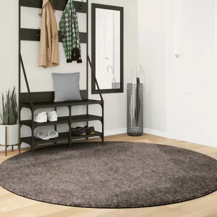 vidaXL Alfombra pelo largo aspecto brillante ISTAN gris Ø 200 cm - 1
