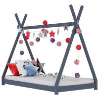vidaXL Estructura de cama infantil de madera maciza de pino 70x140 cm en color Marrón/Blanco/Gris - details 2