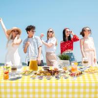 6 Pack Light Yellow Gingham Rectangular Plastic Tablecloths, Yellow and White Checkered Disposable Table Covers 54" x 108" for Birthday, Wedding, Bridal Shower, Outdoor Picnic Camping Parties - details 2