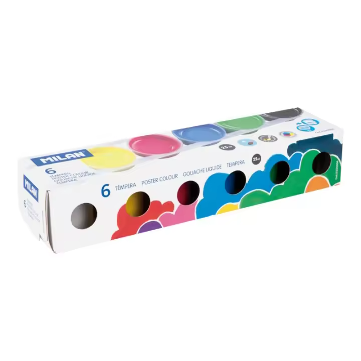 MILAN Caja 6 tarros 25 ml de témpera colores - 1