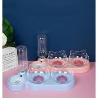 Comedero Doble para Gatos, dispensador automático de Comida y Agua 3 en 1, inclinable 15 °. - details 0
