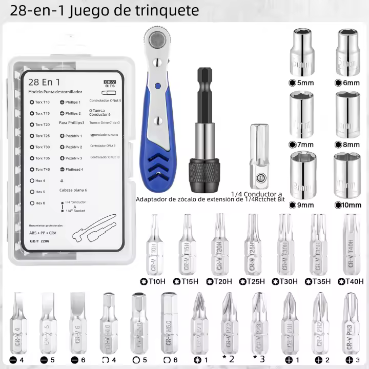Juego De Destornilladores Magnéticos De 28 Piezas Con Cabeza De Encaje Y Mango Reversible De 90 Grados Para Trabajo En Espacios Limitados - 1