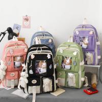 Mochila Kawaii Para Mujer 5pcs Estilo Coreano Lindo Para Estudiantes Niñas Sets De Mochilas Escolares De Lona Con Cierre De Cremallera - details 10