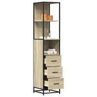vidaXL Armario de baño madera contrachapada roble marrón 35x37,5x166cm en color Marrón roble/Roble ahumado/Roble Sonoma y más | almacenamiento funcional diseño moderno para baño dormitorio sala - details 2