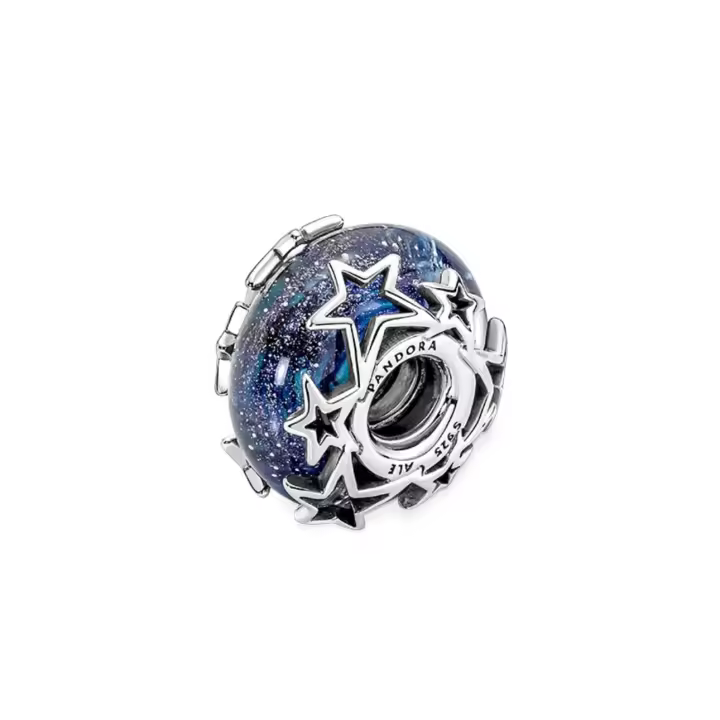 PANDORA Dije de Murano de copo de nieve azul de invierno, , Metal, No es una piedra preciosa - 1