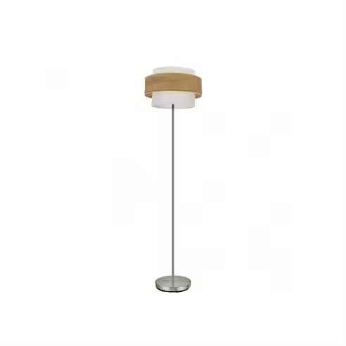 FABRILAMP Lámpara de Pie Myriam 1xe27 Niquel/Madera Clara - Iluminación Elegante - 1