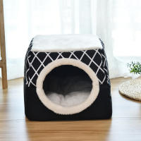 Cama De Gato Y Perro Caliente Suave Para Invierno Tamaño L/XL Color Café/Negro/Cafeína Dual Uso Nido De Descanso Para Pequeños Perros Y Gatos Pupusas Material 100% Algodón - details 11