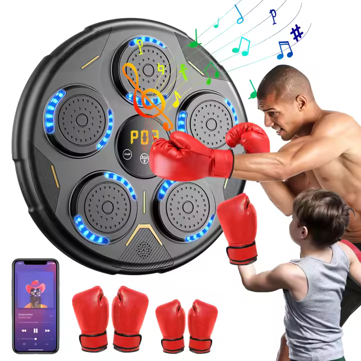 Entrenador de boxeo con música inteligente, máquina de boxeo con respuesta electrónica LED, bolsa de arena para colgar en la pared, Compatible con Bluetooth para niños y adultos - 1