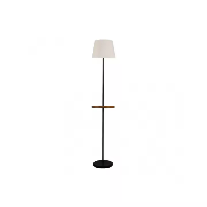 Fabrilamp - Pie Salon Acero 1xe27 Negro C/pantalla Beis  C/mesita Aux. Incorporada 168x30x30 Cm - 1