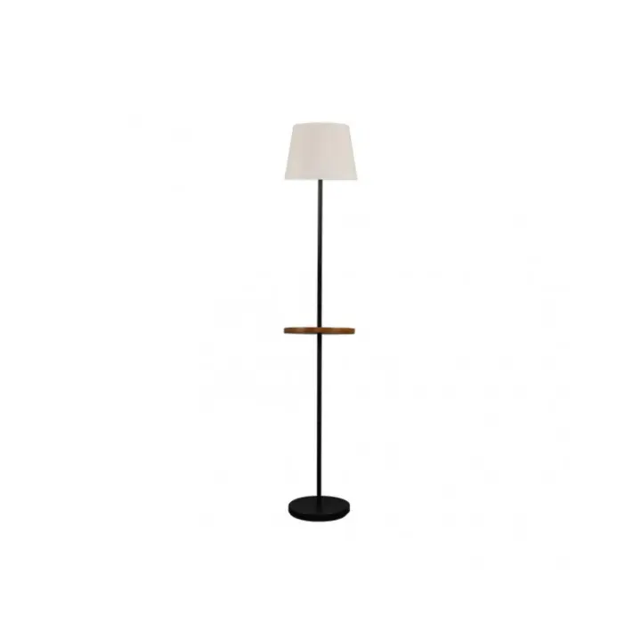Fabrilamp - Pie Salon Acero 1xe27 Negro C/pantalla Beis  C/mesita Aux. Incorporada 168x30x30 Cm - 1