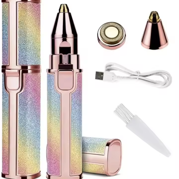 Afeitadora Facial Recargable 2 En 1 Para Cabello Facial Y Cejas Con Luz LED Integrada Y Corte Sin Dolor Rasador Facial USB - 1