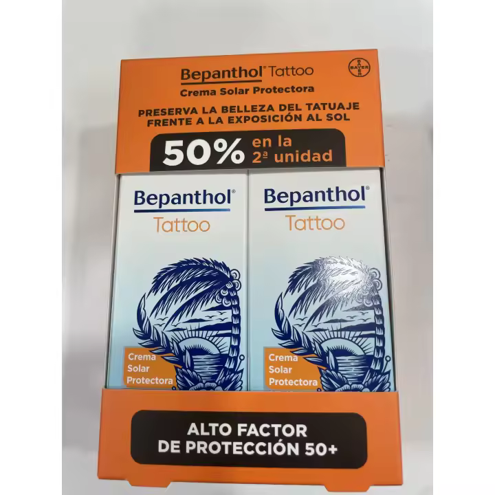 BEPANTHOL TATTOO CREMA SOLAR PROTECTORA SPF50+ DUPLO 2 X 50 ML (50% DTO 2ª UNID) - 1