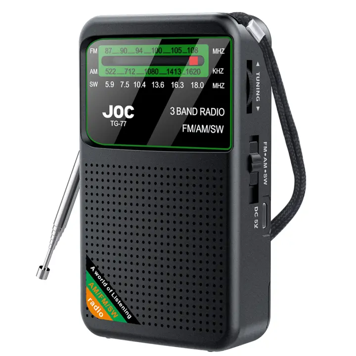 Mini Radio Portátil AM/FM/SW 3-Banda Para Correr Y Caminar Con Soporte De Auriculares Y Batería Recargable Receptor FM - 1