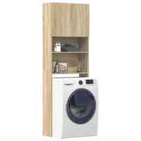vidaXL Armario de lavadora madera ingeniería 64x24x190 cm en color Gris sonoma/Gris hormigón/Roble artisan y más | almacenamiento funcional diseño moderno para baño dormitorio sala - details 4