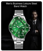 Reloj De Moda Para Hombre Reloj De Pulsera Deportivo Y Negocios Con Calendario Y Luz Templada Resistente Al Agua Verde - details 0
