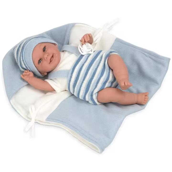 Muñeca Elegance 35 Cm Babyto Azul C/Manta (Muñeco De Peso) - 1