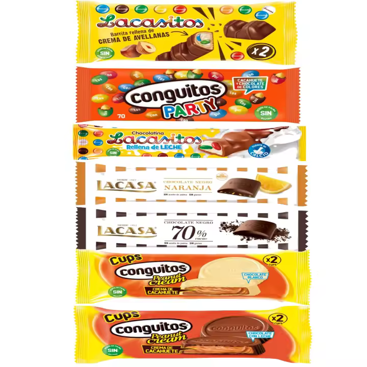 Conguitos y Lacasitos caja chocolates , 7  tabletas de diferentes sabores - 1
