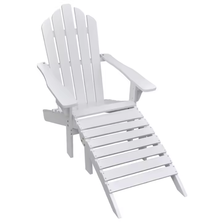 vidaXL Silla de jardín con otomana madera blanca - 1