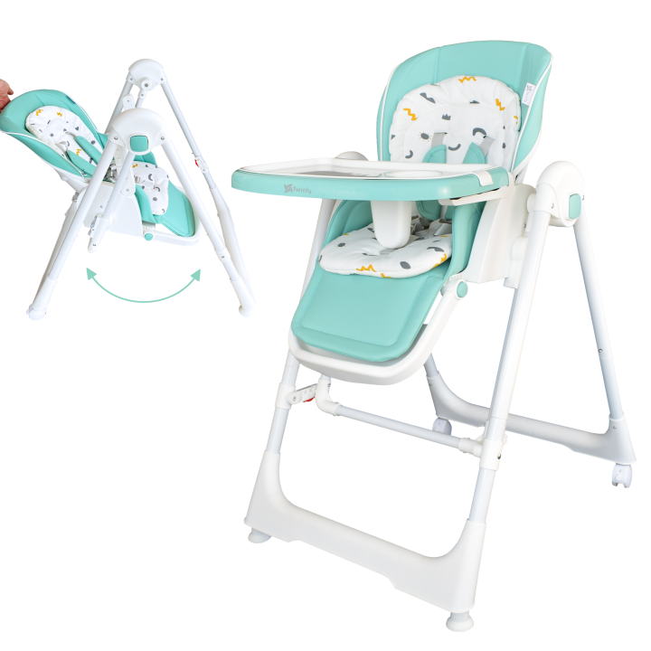 Twinly - Trona Evolutiva bebé 3 en 1 Hamaca columpio y balancín multifunción Movity / 0m+ - 15kg / Reclinable, Plegable y ajustable – Reductor Arnés 5 puntos y Bandeja extraíble - 1