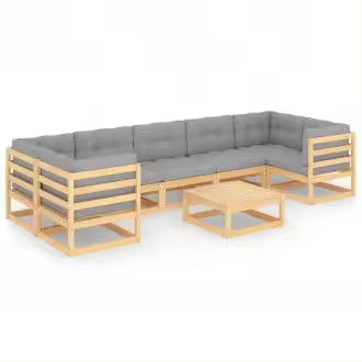 VIDAXL 3077309 conjunto de muebles para jardín de madera de pino acabado natural con cojines color gris vida xl - 1