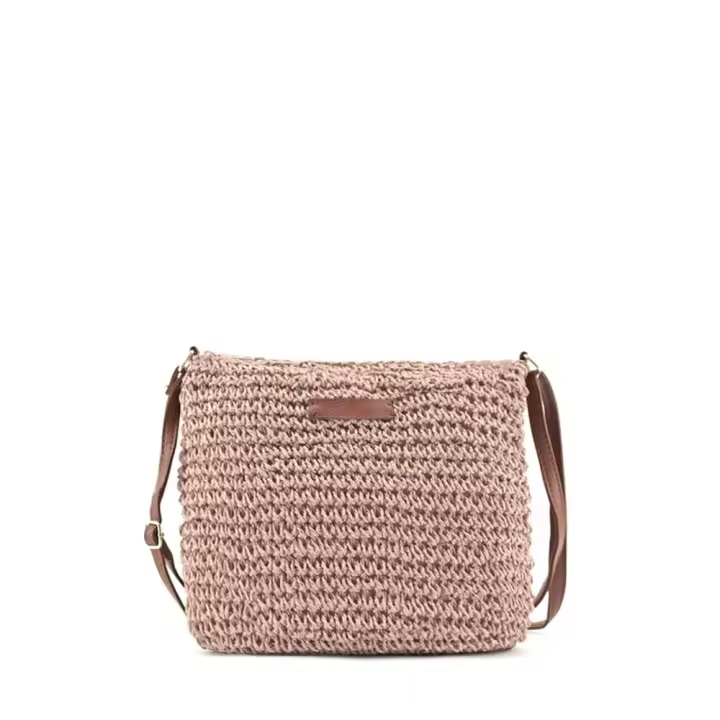 MODELISA Bolso Bandolera Rafia Hombro Ajustable Cruzado Estilo Casual Playa Mujer - 1