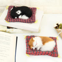 Modelo De Animal De Peluche Simulación De Gato Durmiente Con Sonido Para Jardín Micro Paisaje Decoración De Escritorio - details 0