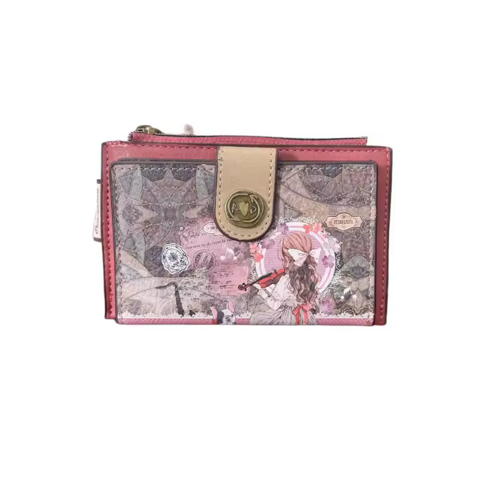 Tarjetero de mujer con dibujo de muñeca de Sweet Candy con varios ranuras de tarjetas y con cierre RFID , con tamaño 13.5*8.5*2cm - 1