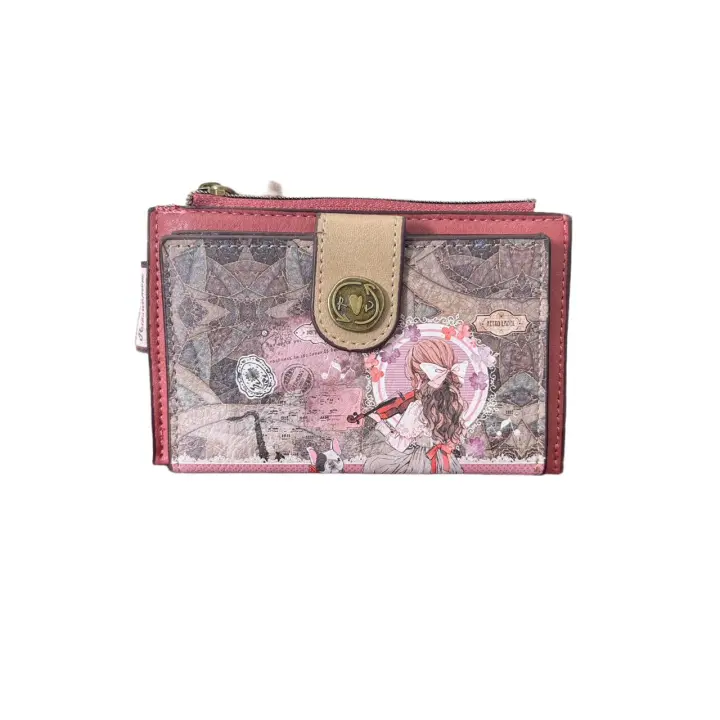 Tarjetero de mujer con dibujo de muñeca de Sweet Candy con varios ranuras de tarjetas y con cierre RFID , con tamaño 13.5*8.5*2cm - 1