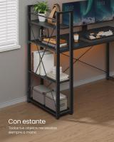 Escritorio con Estantes Ajustables a Derecha o Izquierda - Mesa de Ordenador para Oficina en Casa o Estudio, Fácil Montaje, Negro Ébano o Marrón Rústico, 137 cm de largo - details 12