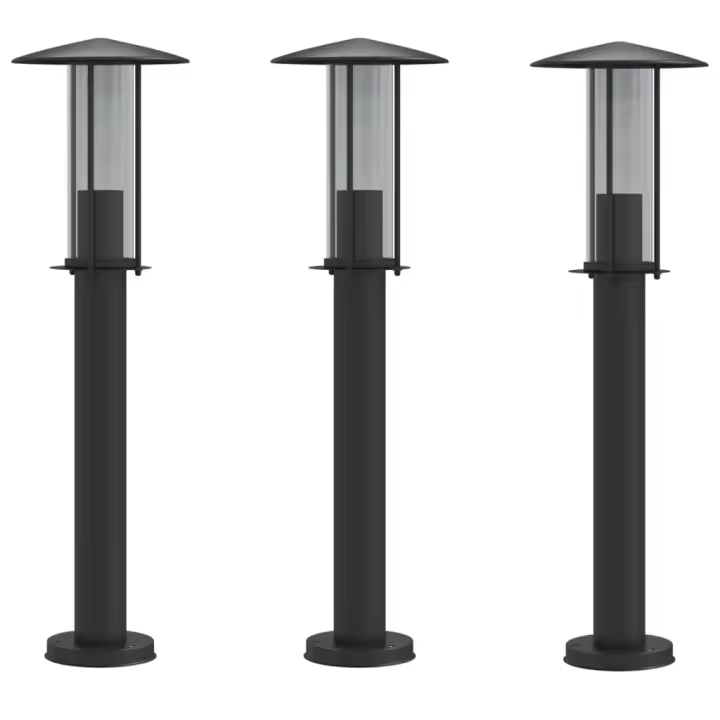 vidaXL Lámparas de suelo de exterior 3 uds acero inoxidable 60cm Color Negro,  Plateado, y mas - 1