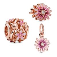 Encantos Colgantes De Margarita Rosa Con Abertura Para Pulsera Original Joyería De Primavera Para Mujer Regalo Popular - details 0
