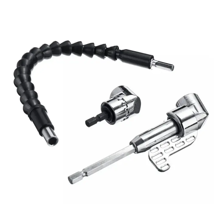 Destornillador de extensión de ángulo recto de vástago hexagonal de 1/4 pulgadas y 105 grados con eje flexible de 300 mm - 1