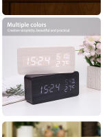 Reloj De Alarma Digital LED De Madera Reloj De Escritorio Silencioso Con Función De Activación Por Voz Pantalla Luminosa Para El Hogar - details 6