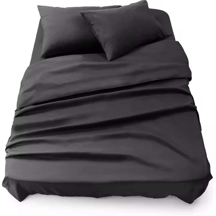 Juego de sábanas - 4 piezas, sábana bajera 100*190cm, sábana bajera 275*250cm + 2 fundas de almohada 51*76cm, antracita - 1