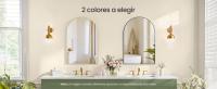 SONGMICS Espejo de baño, espejo de pared, arqueado, marco de aluminio, 91 x 61 cm, lámina de seguridad, fácil montaje, para salón, dormitorio, regalos de Navidad para mujer, tinta negra/dorado claro - details 0