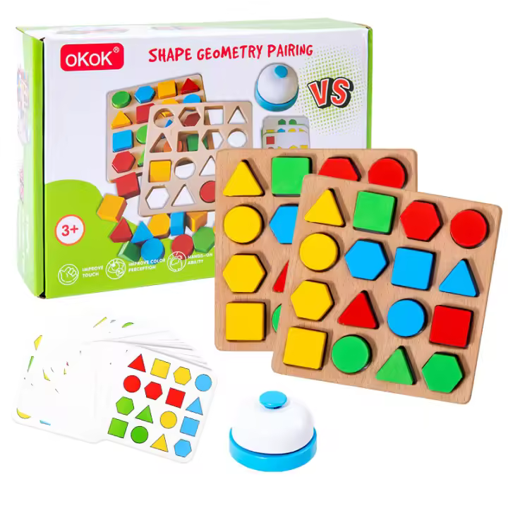 Juego De Construcción De Bloques Geométricos De Madera Para Niños Juego Tablero Competitivo Para Desarrollar Habilidades De Pensamiento Halloween - 1