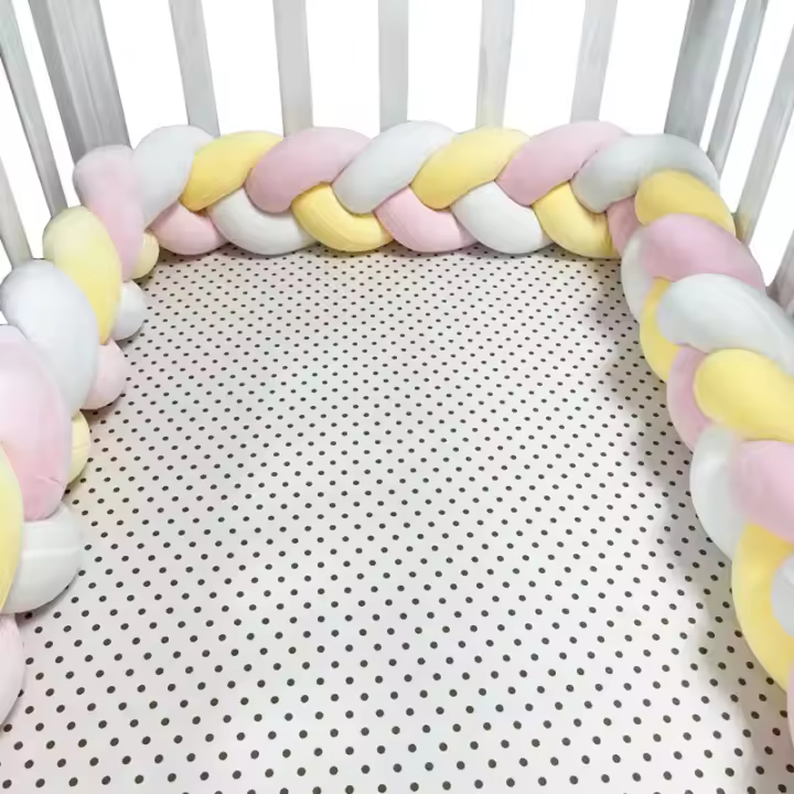 Protector De Cuna De Algodón Para Bebé Con Doble Encaje Antideslizante Y Anti-collisión Decoración De Habitación Para Cuna Bumper De Coche - 1