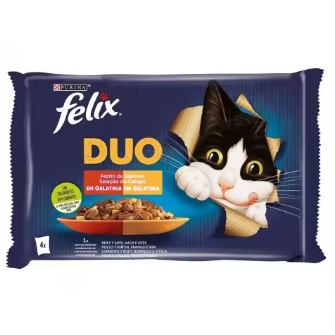 Felix Duo Festín De Sabores En Gelatina Para Gatos 4 X 85 Gr - 1