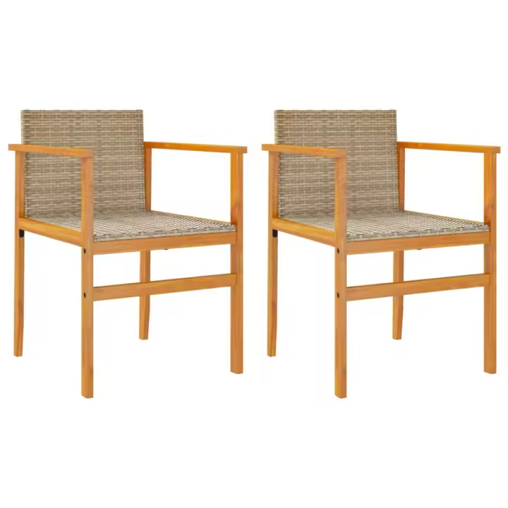 Sillas de Jardín 2 UDS Madera maciza y fintético beige - 1