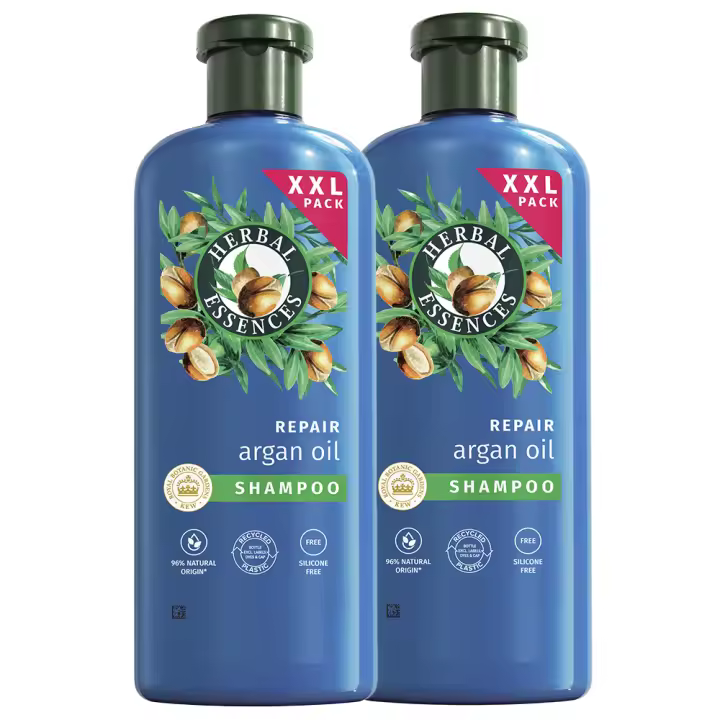 Herbal Essences Champú Reparador, Con Aceite De Argán Para Pelo Dañado. Hidratación Intensa. De Origen Natural. Sin Siliconas, Vegano, No Testado En Animales 2x680ml - 1