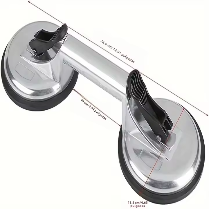1pc Succión De Vidrio En Vidrio De Aluminio Lifter De Vácuo De Alta Resistencia Para Mover Vidrio/Puerta De Ventana/Tiles/Mirador/Granito Doble Gripper Soplador De Plata - 1