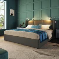 Somier Cama Juvenil PU 140x200 with somier (with colchón) Cama tapizada Cama Doble Caja de Almacén Lámpara de Lectura con función de carga USB Cabecero, Cama de Almacén Somier - details 6