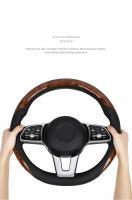 Cubierta De Volante De Cuero Microfibra Con Patrón De Madera Universal Ajuste Para 14.5-15 Pulgadas Durable Antideslizante Diseño De Venas - details 9