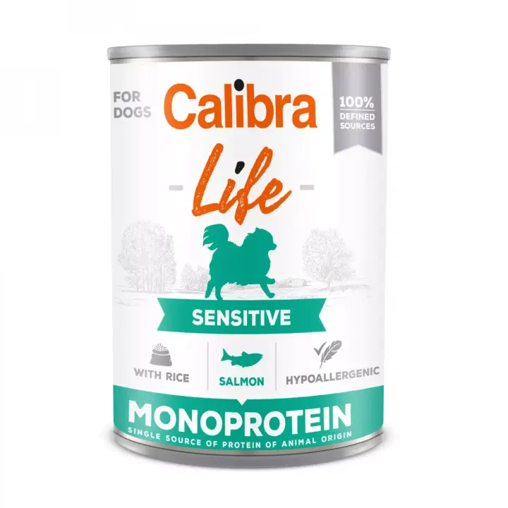 Comida húmeda para perros sensibles Calibra Dog Life Salmón con Arroz 6x400g - 1
